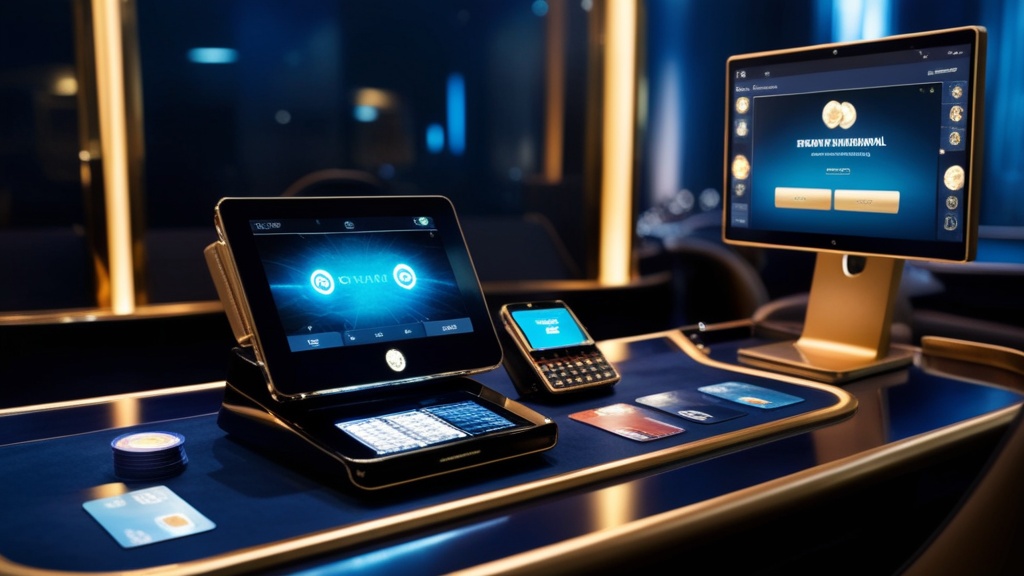 Casino cashier screen with payment icons, cards, and withdrawal interface